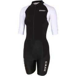 Zone3 Lava Long Distance Full Zip Short Sleeve Trisuit Women black/white/green